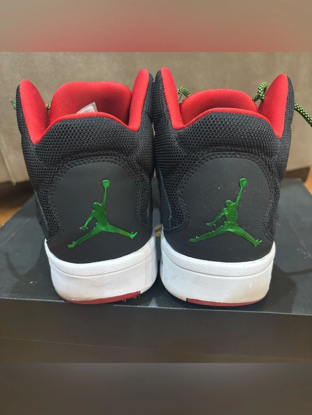 Mens Nike Jordans New School (768901-013) Black, Red & Green Size 12 W/ Box